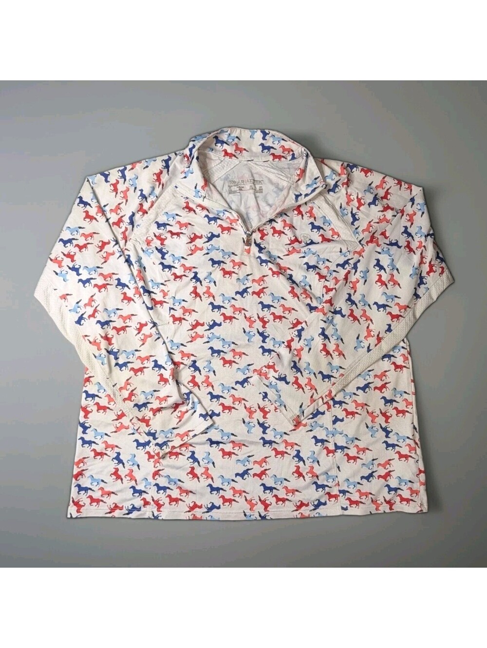 Ariat Tek Sunstopper Ponies Red White Blue Women's XXL